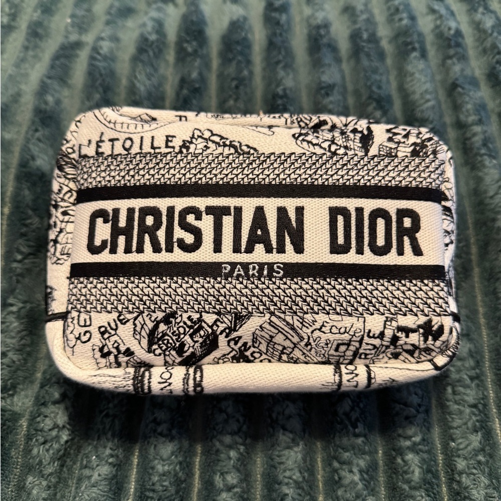 Christian Dior Embroidered Toile Pouch Case Bag (Map de Paris)